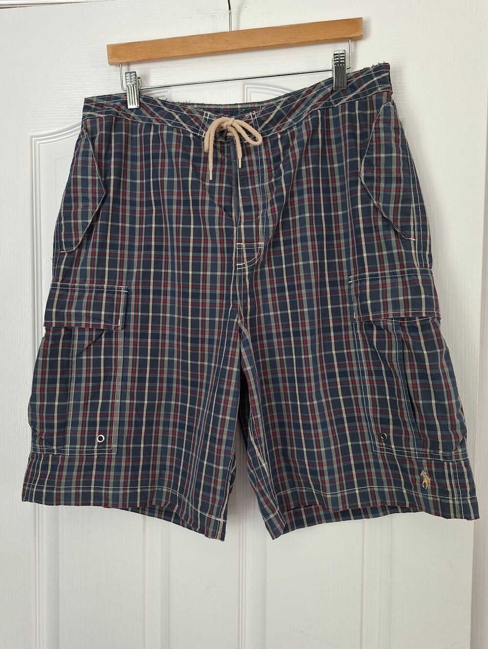 Polo by Ralph Lauren Navy and Red Plaid Cargo Shorts